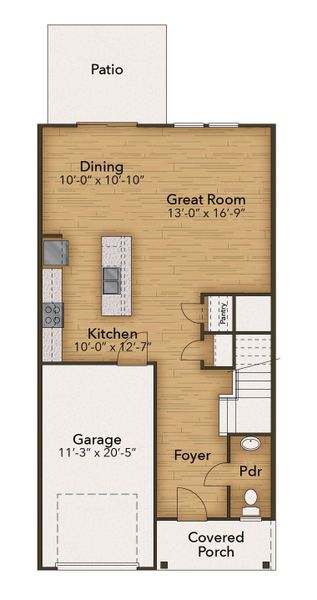 2D floor plan layout for the The Lotus by Chesapeake Homes in Riverwalk Pointe, Leland, NC (Image 3).