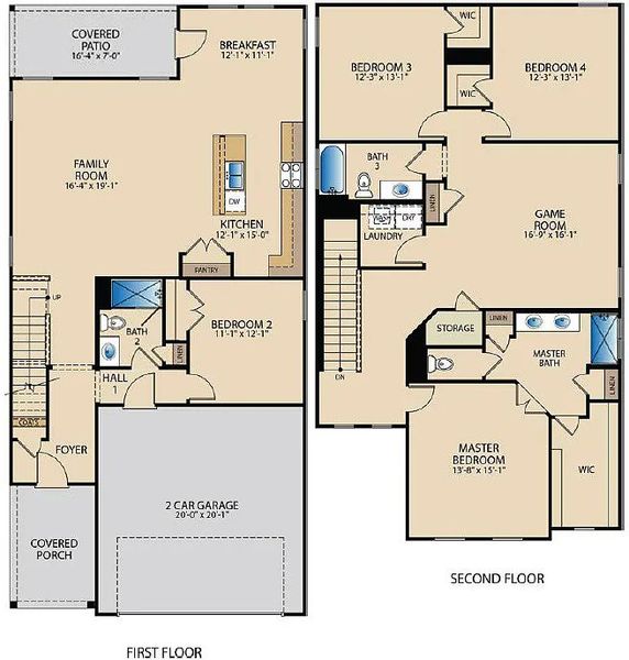 2D floor plan layout of this home in Village At Manor Commons, Manor, TX (Image 3). 2D floor plan layout of this home in Village At Manor Commons, Manor, TX (Image 3).