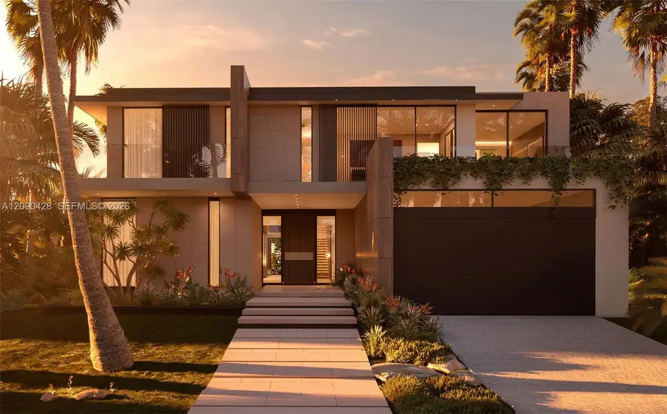 Front exterior of a new home in , Surfside, FL, highlighting curb appeal (Image 2). Front exterior of a new home in , Surfside, FL, highlighting curb appeal (Image 2).