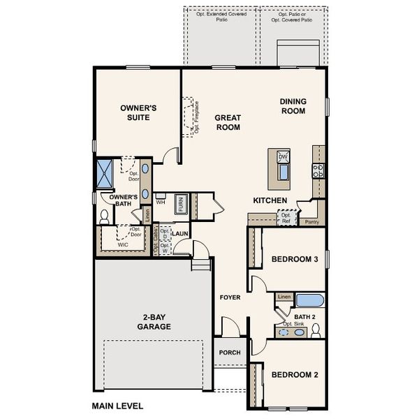 2D floor plan layout for the The Cimarron by Century Communities in Bella Vista, Brighton, CO (Image 3).