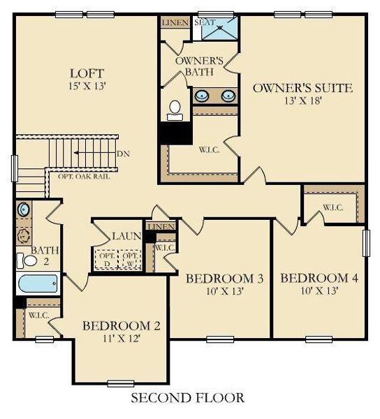 2D floor plan layout of this home in Heron's Walk at Summers Corner: Arbor Collection, Summerville, SC (Image 2).