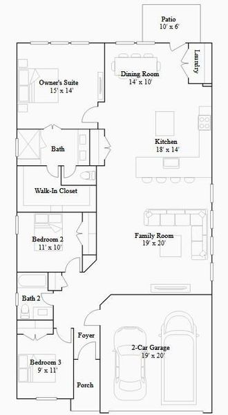 2D floor plan layout of this home in Sunterra, Katy, TX (Image 3).