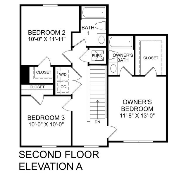 2D floor plan layout for the Dogwood by Ryan Homes in Baxter Village, Piedmont, SC (Image 3).