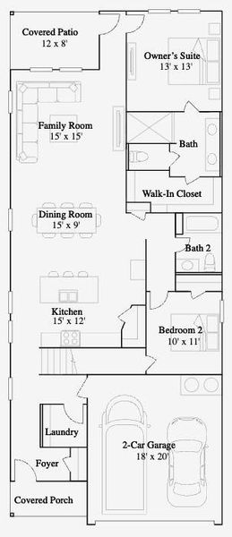 2D floor plan layout of this home in Pelly Place, Baytown, TX (Image 3).