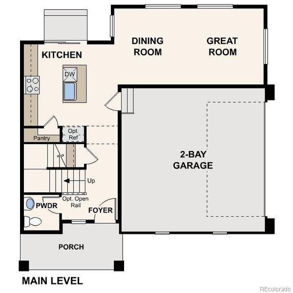 2D floor plan layout of this home in The Contemporary Collection at Windler, Aurora, CO (Image 2).