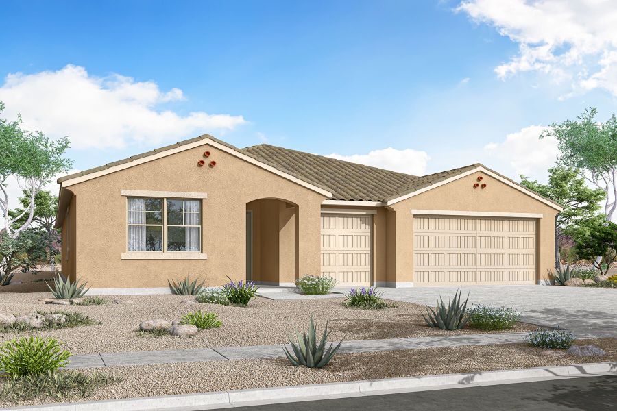 Representative exterior photo of a completed home built from the Auburn by Mattamy Homes in Las Ventanas, Goodyear, AZ (Image 4). Representative exterior photo of a completed home built from the Auburn by Mattamy Homes in Las Ventanas, Goodyear, AZ (Image 4).