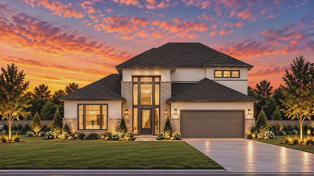 Representative exterior photo of a completed home built from the Melody by Chesmar Homes in Crescent Bluff, Georgetown, TX (Image 16).