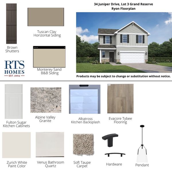 2D floor plan layout of this home in Grand Reserve, Hinesville, GA (Image 4).