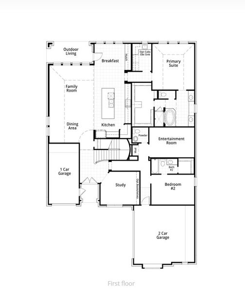 2D floor plan layout for the 228 Plan by Highland Homes in Jubilee: 70ft. lots, Hockley, TX (Image 26).