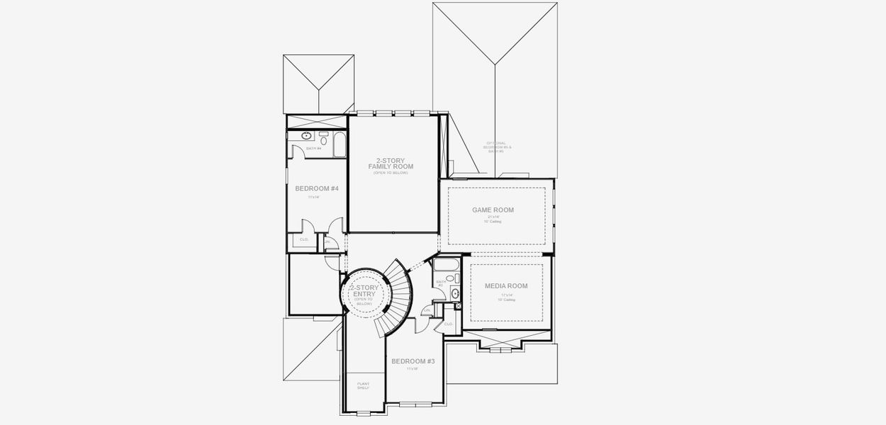 2D floor plan layout for the 3650W by Perry Homes in Mantua, Van Alstyne, TX (Image 3).