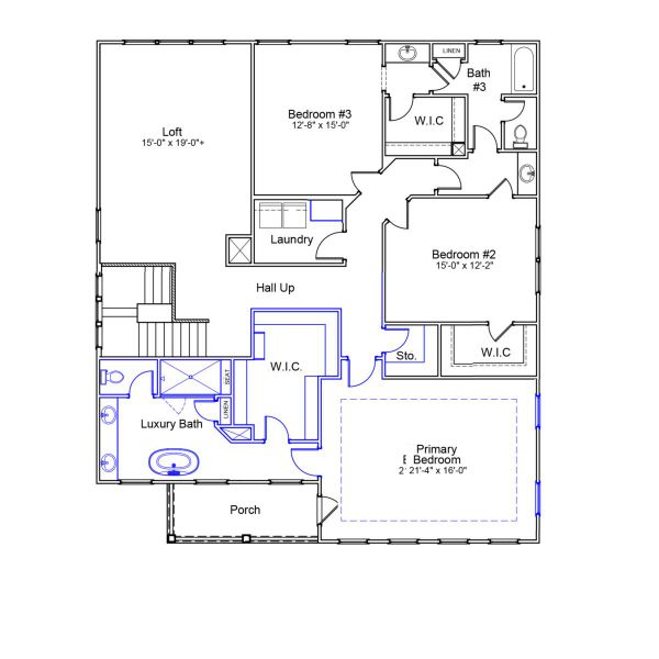 2D floor plan layout of this home in Grand Park, Leland, NC (Image 3).