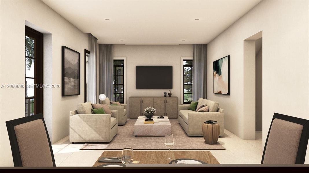 Furnished interior view inside a new home in , Coral Gables (Image 11). Furnished interior view inside a new home in , Coral Gables (Image 11).