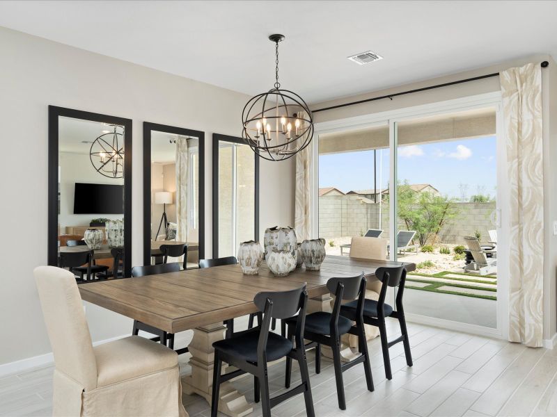 Dining Room of the Lark Floorplan modeled at Mesquite Mountain Ranch