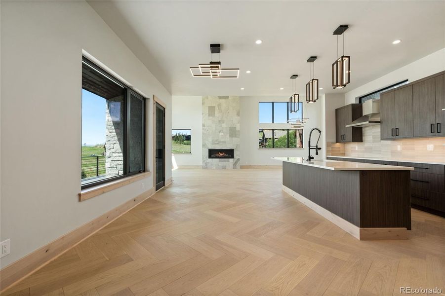 Kitchen eating area and island
