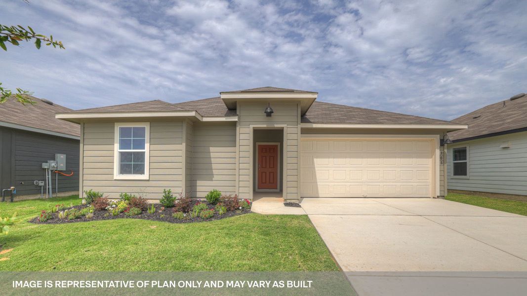 Representative exterior photo of a completed home built from the The Ashburn by D.R. Horton in Swenson Heights, Seguin, TX (Image 2). Representative exterior photo of a completed home built from the The Ashburn by D.R. Horton in Swenson Heights, Seguin, TX (Image 2).