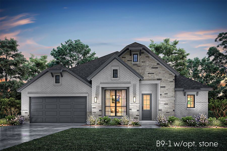 Representative exterior photo of a completed home built from the Denver by John Houston Homes in Somerset - Phase 5, Mansfield, TX (Image 1). Representative exterior photo of a completed home built from the Denver by John Houston Homes in Somerset - Phase 5, Mansfield, TX (Image 1).