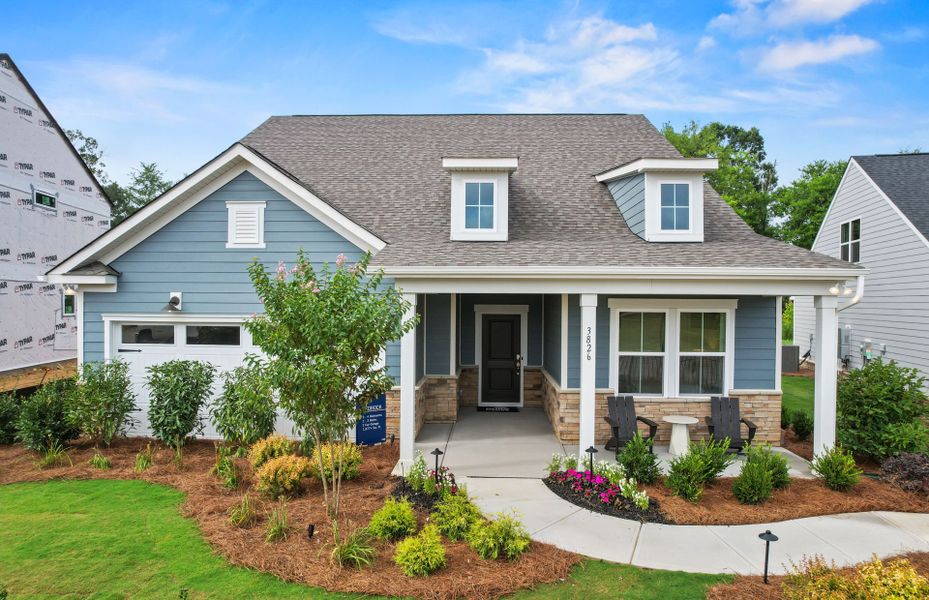 Representative exterior photo of a completed home built from the Bedrock by Pulte Homes in The Retreat at Carolina Ridge, Harrisburg, NC (Image 28).