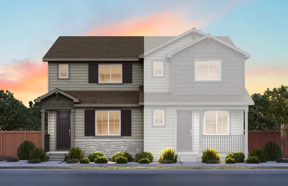 Front exterior of a new home in Sky Ranch, Watkins, CO, highlighting curb appeal (Image 4).