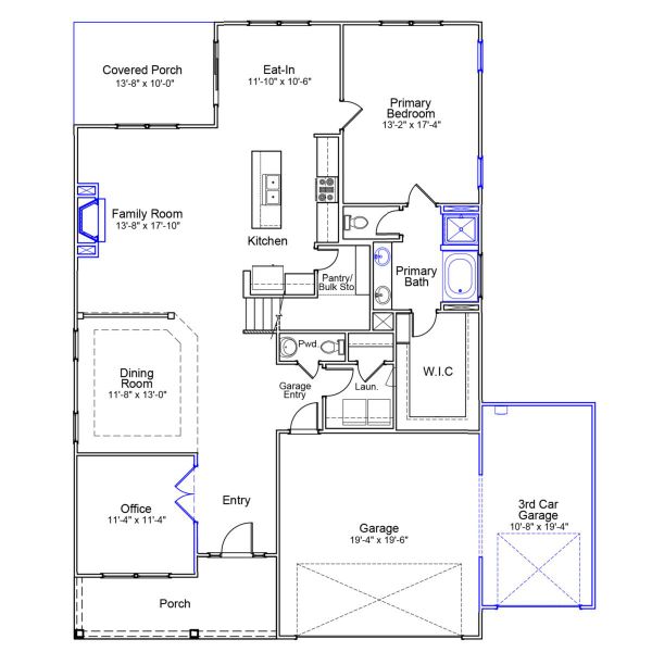 2D floor plan layout of this home in Gates at Windermere, Blythewood, SC (Image 4).