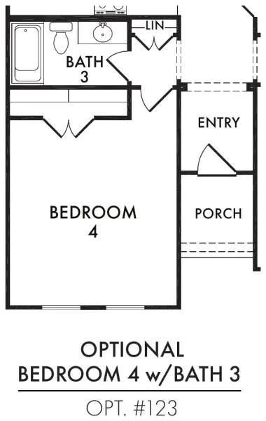 Bedroom 4/Bath 3 (eliminates Flex and Powder Bath)