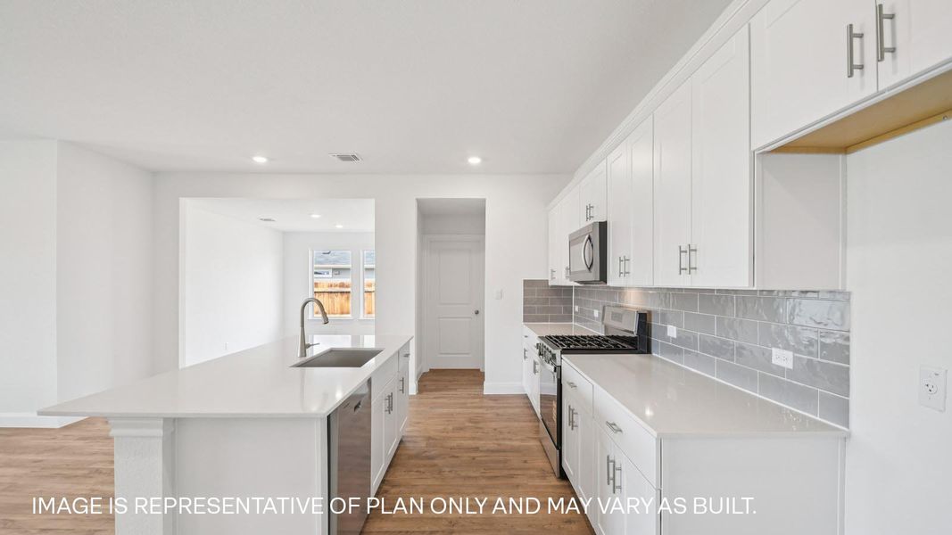 Representative furnished interior of a home built from the The Westley by D.R. Horton in Railhead, Cedar Creek (Image 5).
