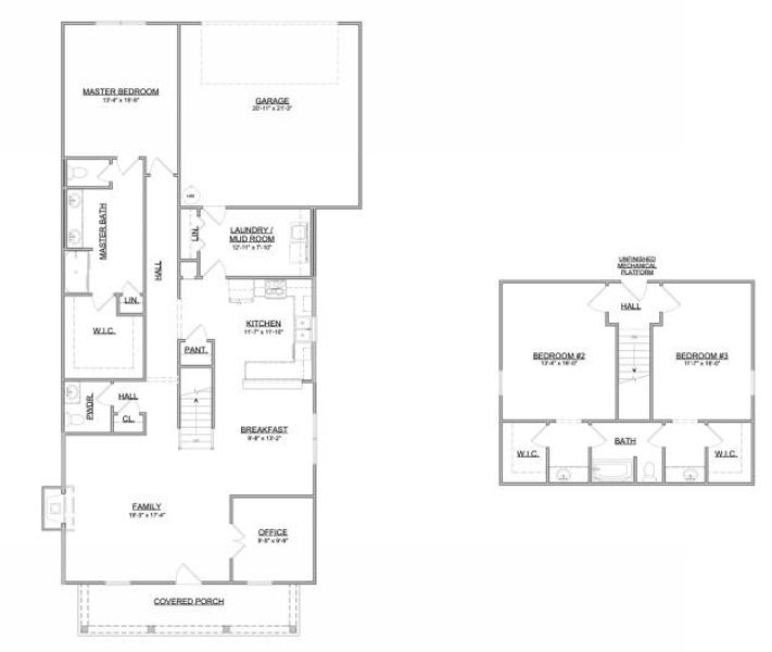 2D floor plan layout for the The Addison by Smithbilt Homes in Belltown, Powell, TN (Image 2).
