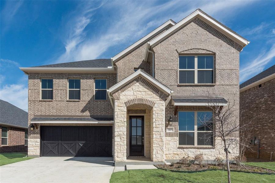 Front exterior of a new home in Sutton Fields, Celina, TX, highlighting curb appeal (Image 2).