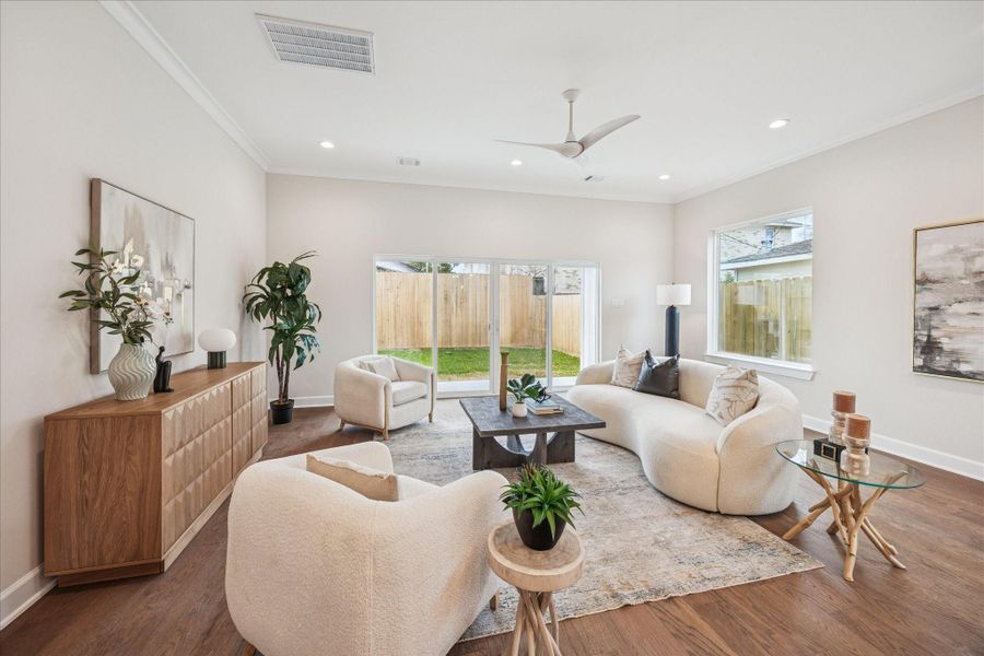 Furnished interior view inside a new home in Cordell Estates, Houston (Image 8). Furnished interior view inside a new home in Cordell Estates, Houston (Image 8).