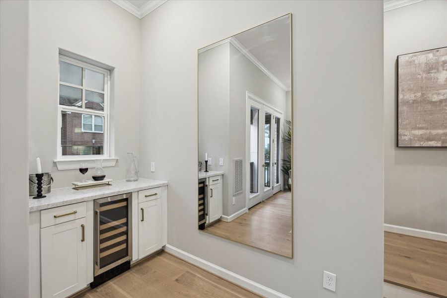 Wine/beverage fridge and view