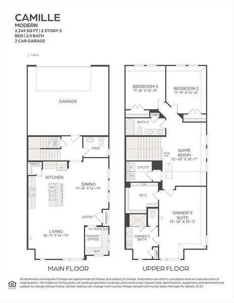 With great entertaining spaces on the main floor and spacious family areas upstairs, our Camille plan offers something for every member of the family!