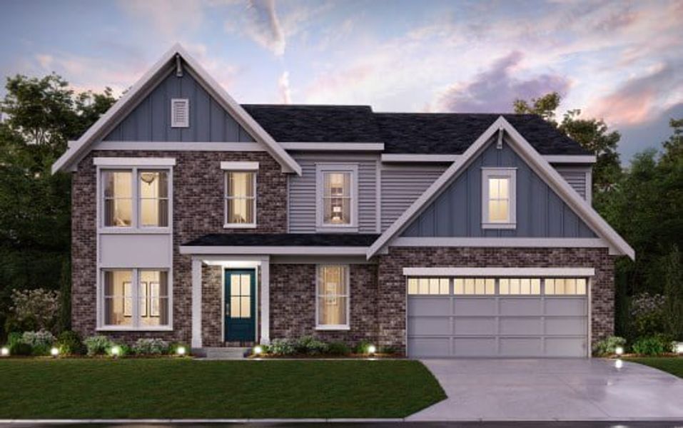 Representative exterior photo of a completed home built from the Grandin by Fischer Homes in Twin Lakes, Hoschton, GA (Image 10).