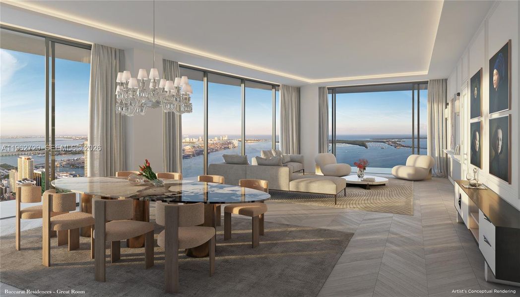 Furnished interior view inside a new home in Baccarat Residences Miami, Miami (Image 6).