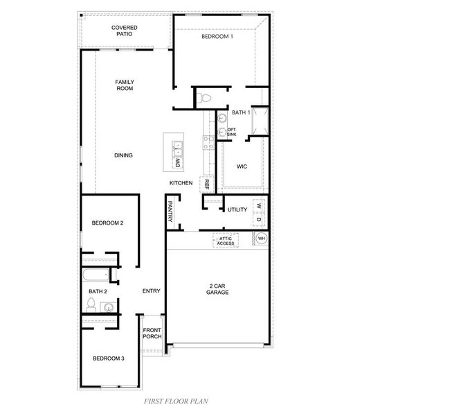 2D floor plan layout for the Caden by D.R. Horton in Knox Landing, College Station, TX (Image 3).