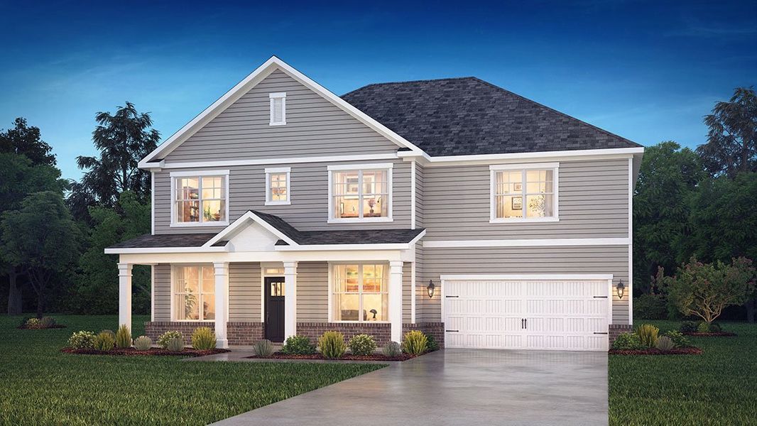 Front exterior of a new home in Westport, York, SC, highlighting curb appeal (Image 1). Front exterior of a new home in Westport, York, SC, highlighting curb appeal (Image 1).