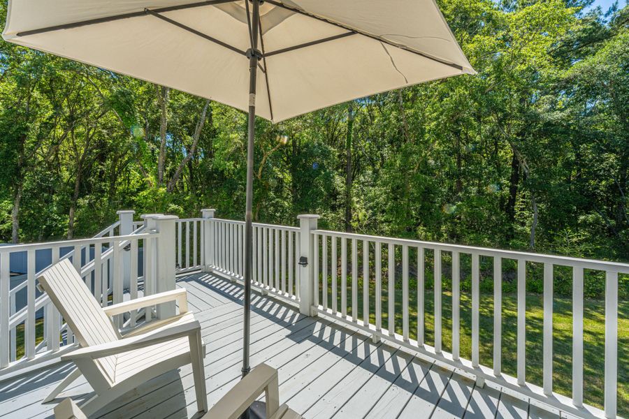 Exterior details and patio area of a home in Overlook at Copahee Sound, Awendaw (Image 30).