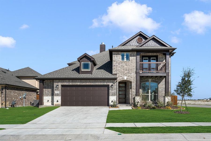 Front exterior of a new home in Meadow Vista 60-65, Anna, TX, highlighting curb appeal (Image 2). Front exterior of a new home in Meadow Vista 60-65, Anna, TX, highlighting curb appeal (Image 2).