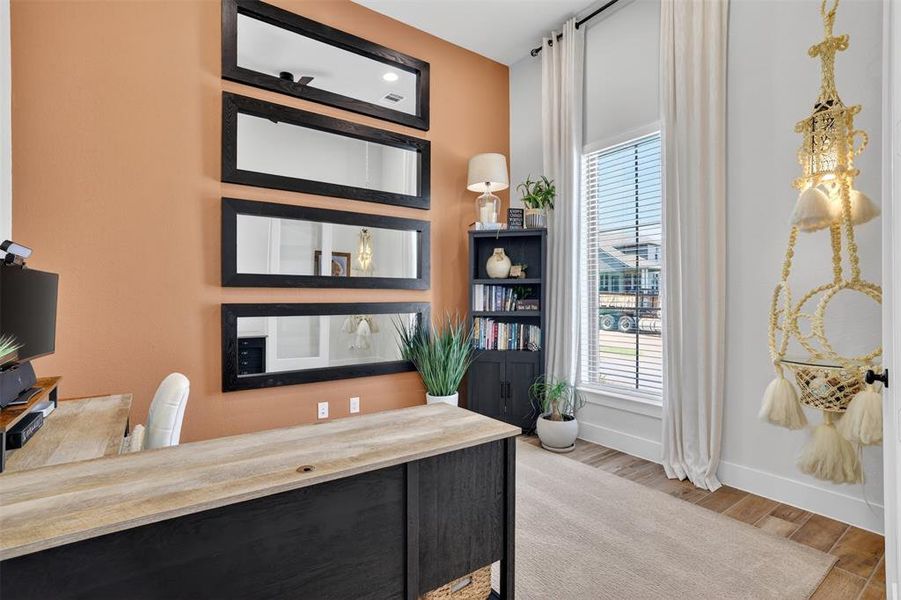 Designated office off entry with french doors Designated office off entry with french doors