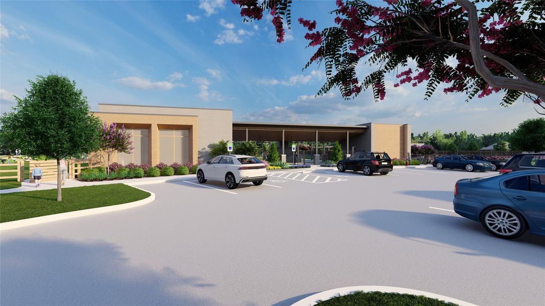 Front exterior of a new home in Trillium 50′, Richmond, TX, highlighting curb appeal (Image 2). Front exterior of a new home in Trillium 50′, Richmond, TX, highlighting curb appeal (Image 2).