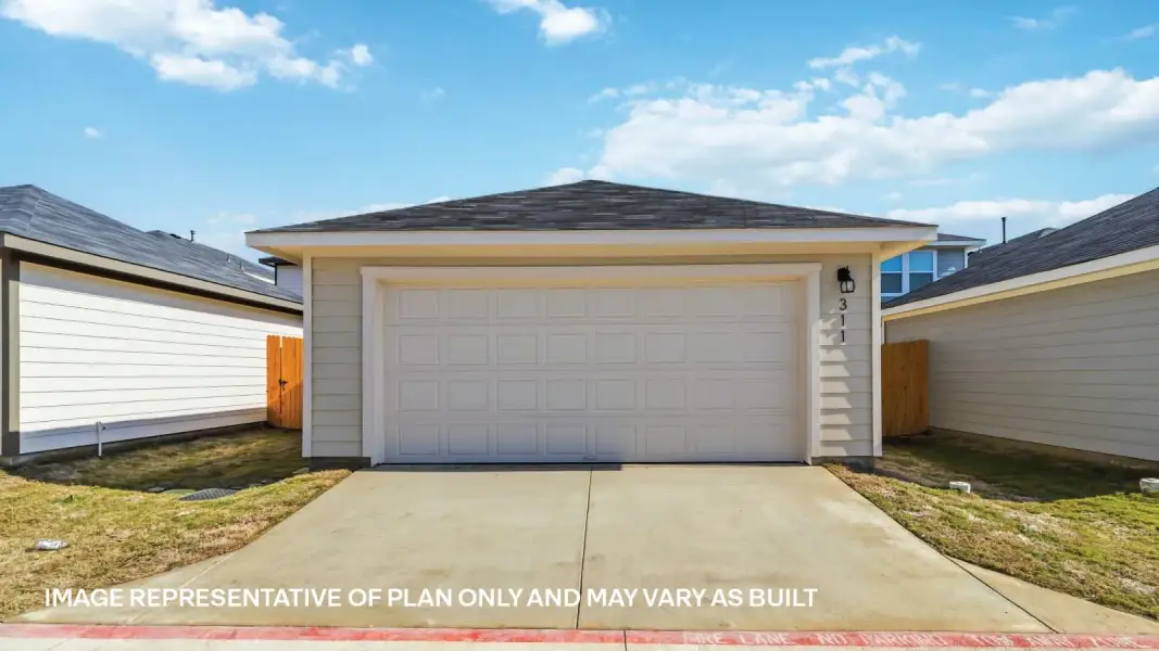 Front exterior of a new home in Valverde, Bastrop, TX, highlighting curb appeal (Image 2).