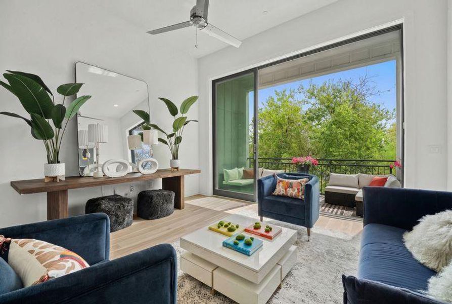 Furnished interior view inside a new home in Bluebonnet Lofts, Austin (Image 15).