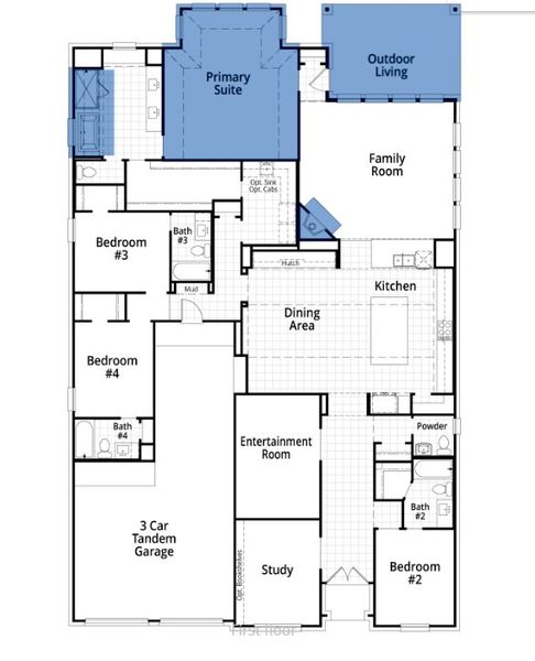 2D floor plan layout of this home in Mosaic, Celina, TX (Image 5).