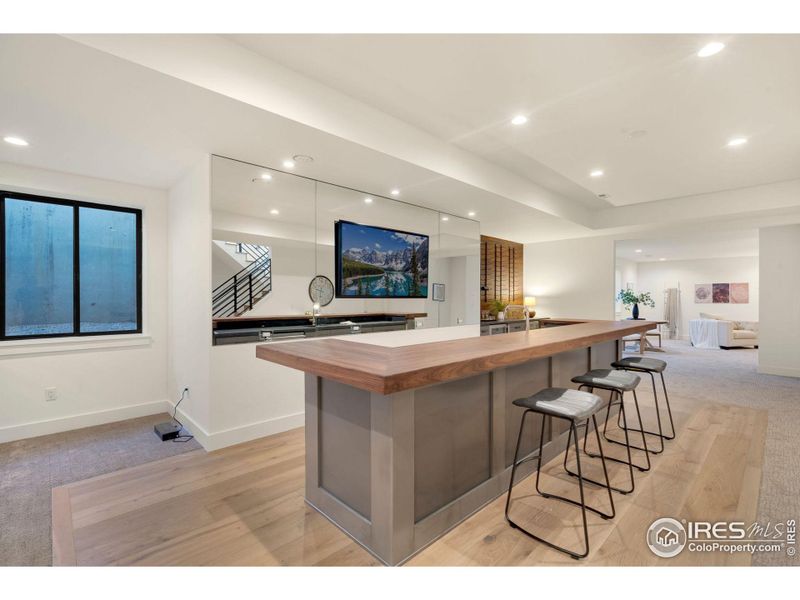 Bar with Plenty of Storage, Sink, Dishwasher. Samsung Frame TV Mounted.