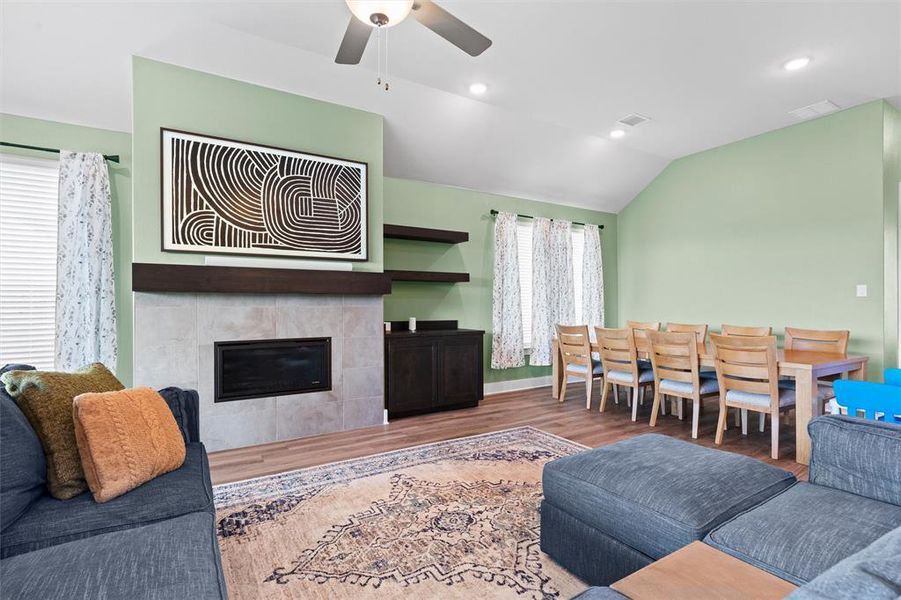The great room is so large that the current owners use the space for a dining room as well!