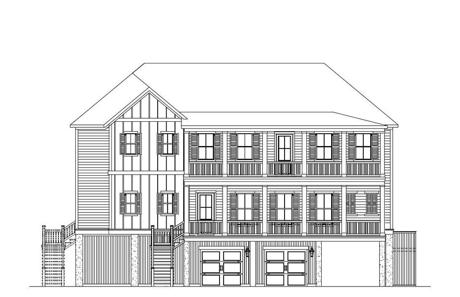 Exterior rendering of this home design in Overlook at Copahee Sound, Awendaw, SC (Image 3).