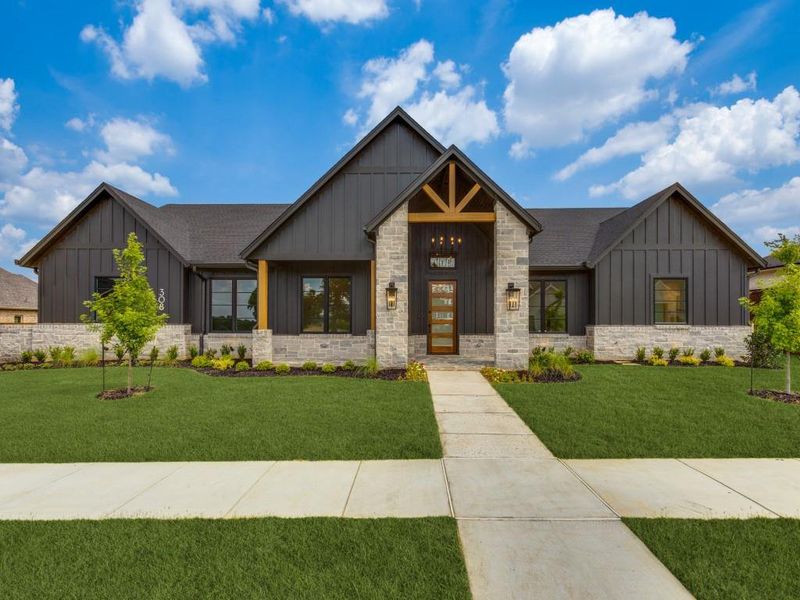 Front exterior of a new home in , Denton, TX, highlighting curb appeal (Image 2). Front exterior of a new home in , Denton, TX, highlighting curb appeal (Image 2).