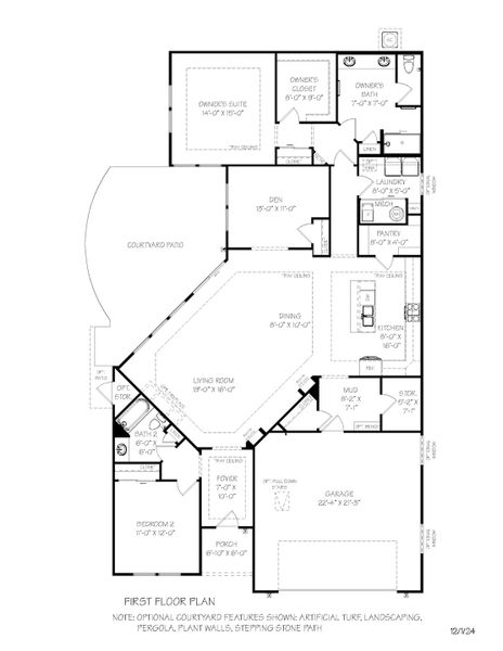 2D floor plan layout of this home in The Courtyards at Stewarts Creek, Smyrna, TN (Image 20).