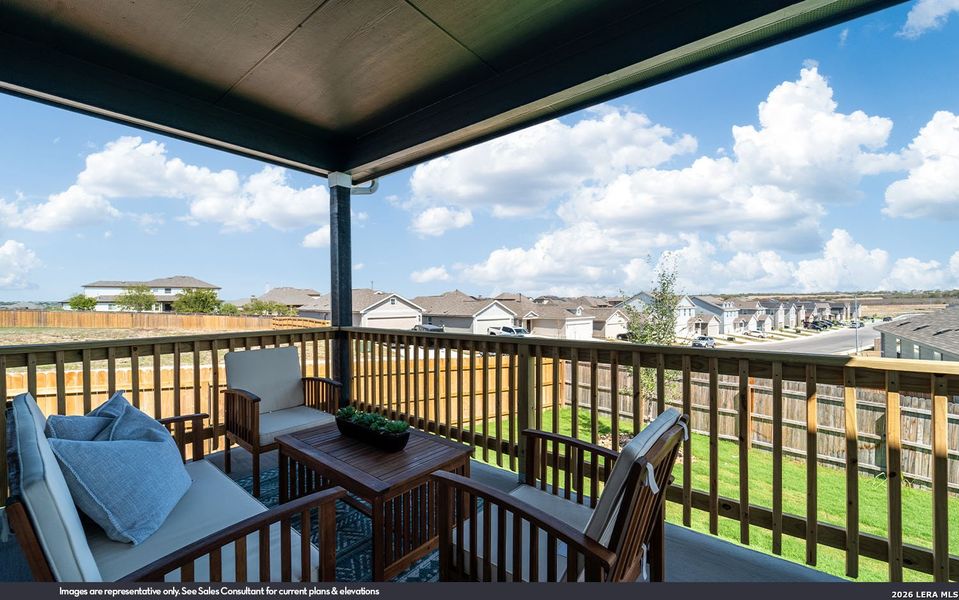 Exterior details and patio area of a home in Willow View, Converse (Image 2).