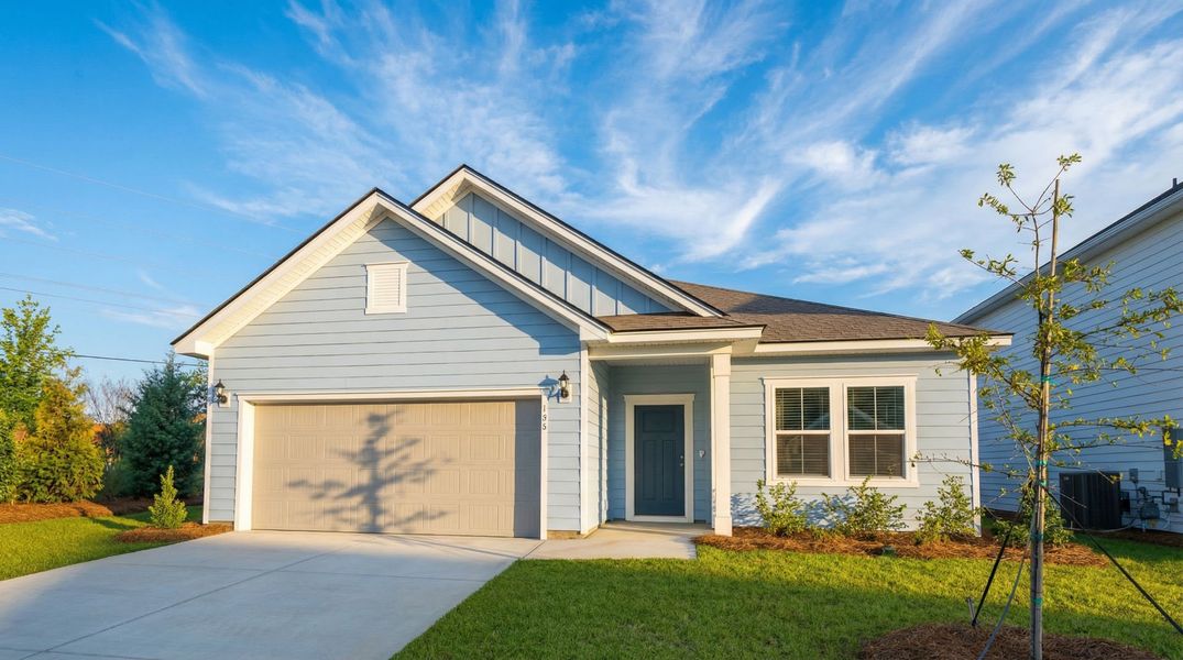 Front exterior of a new home in Monroe Preserve, Chapin, SC, highlighting curb appeal (Image 26).