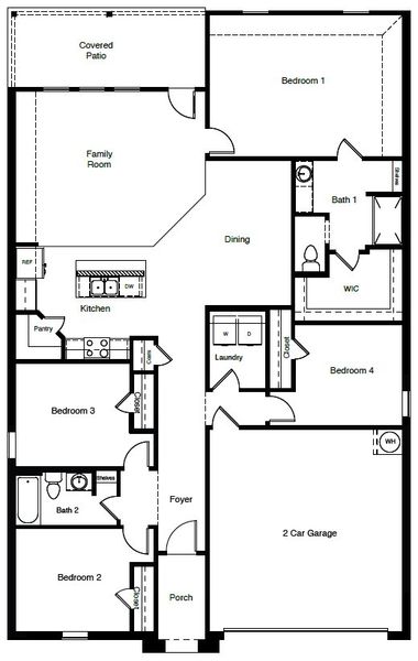 2D floor plan layout of this home in Sunnycreek, Fort Worth, TX (Image 4).
