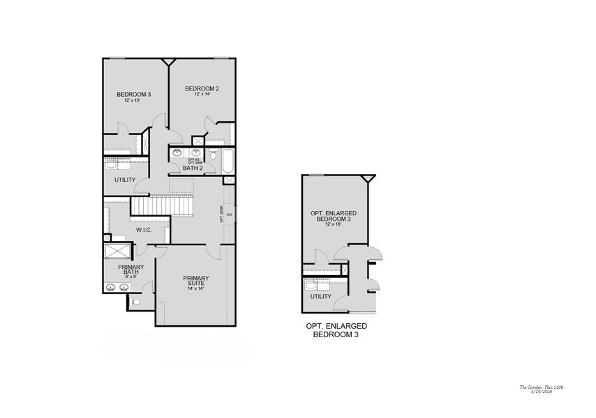 2D floor plan layout for the The Camden by Legend Homes in Ridgeland Hills, Willis, TX (Image 4).